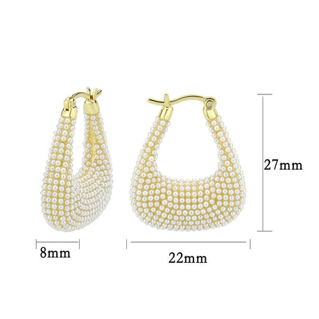 Flash Gold Brass Earring with Synthetic in White