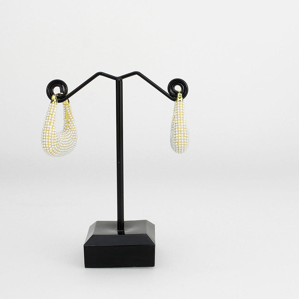 Flash Gold Brass Earring with Synthetic in White