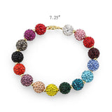 Gold Brass Bracelet with Top Grade Crystal in MultiColor