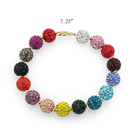 Gold Brass Bracelet with Top Grade Crystal in MultiColor