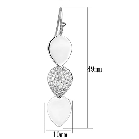 Rhodium Brass Earrings with AAA Grade CZ  in Clear