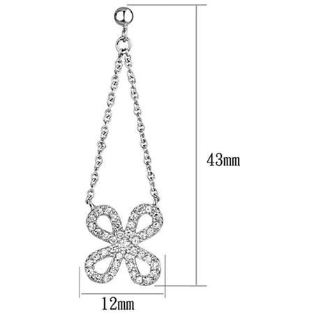 Rhodium Brass Earrings with AAA Grade CZ  in Clear