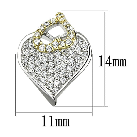 Reverse Two-Tone Brass Earrings with AAA Grade CZ  in Clear