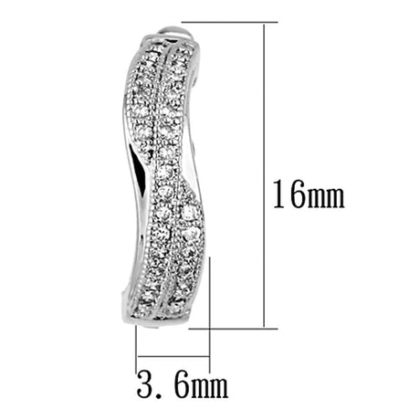 Rhodium Brass Earrings with AAA Grade CZ  in Clear
