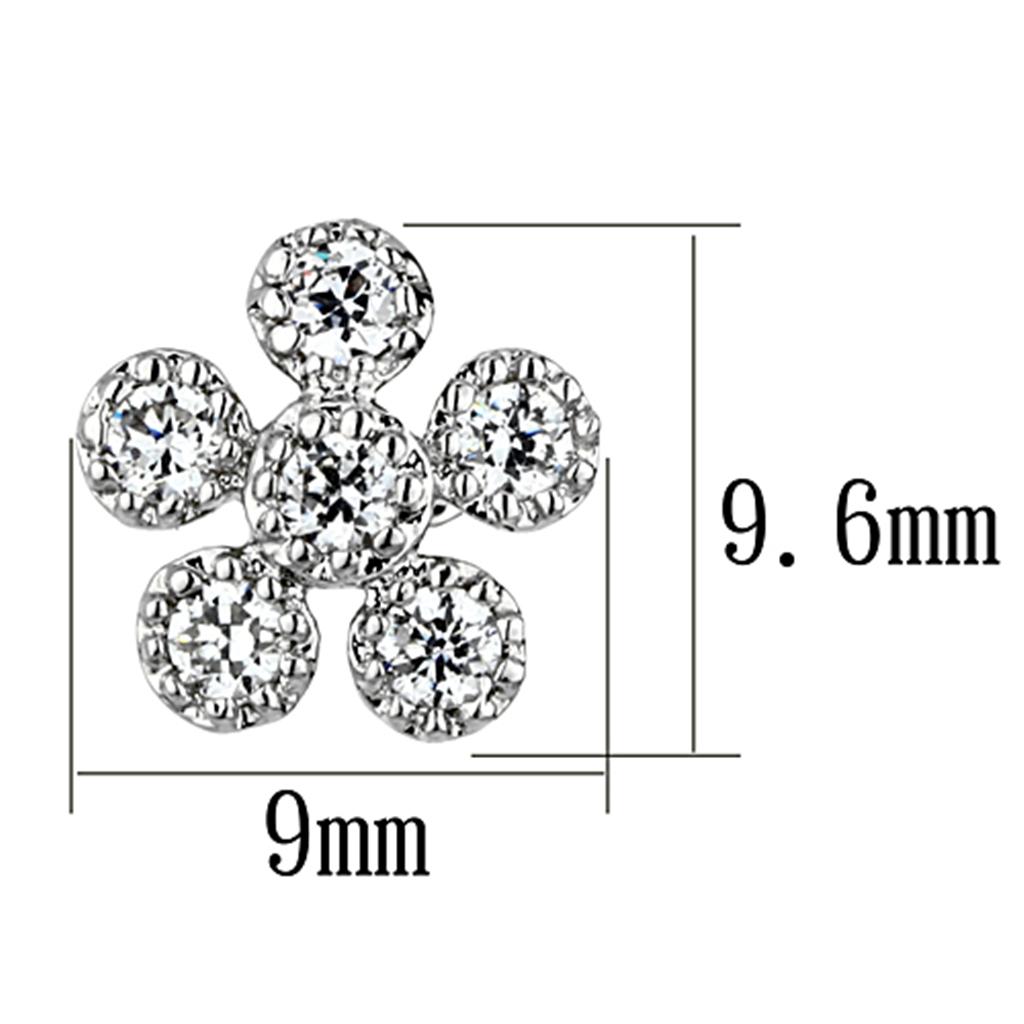 Rhodium Brass Earrings with AAA Grade CZ  in Clear