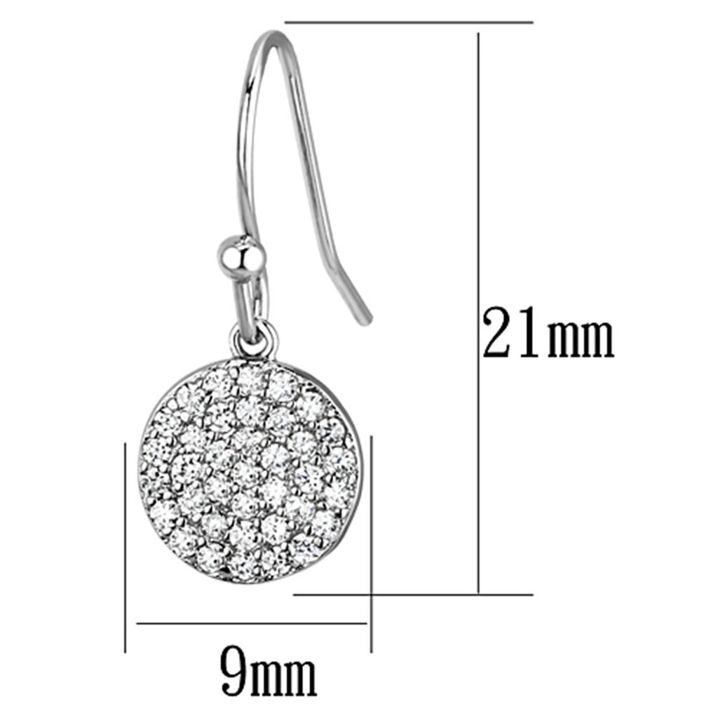 Rhodium Brass Earrings with AAA Grade CZ  in Clear
