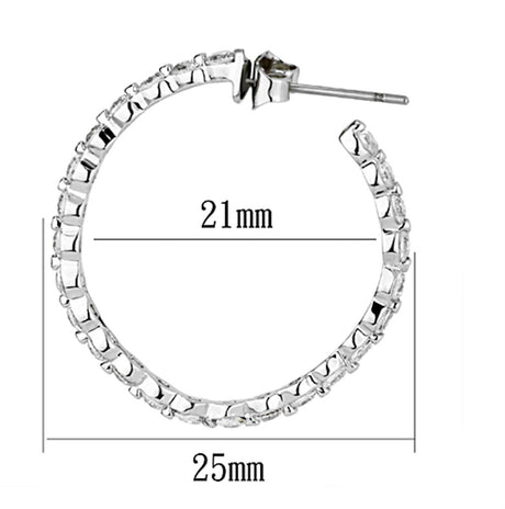 Rhodium Brass Earrings with AAA Grade CZ  in Clear
