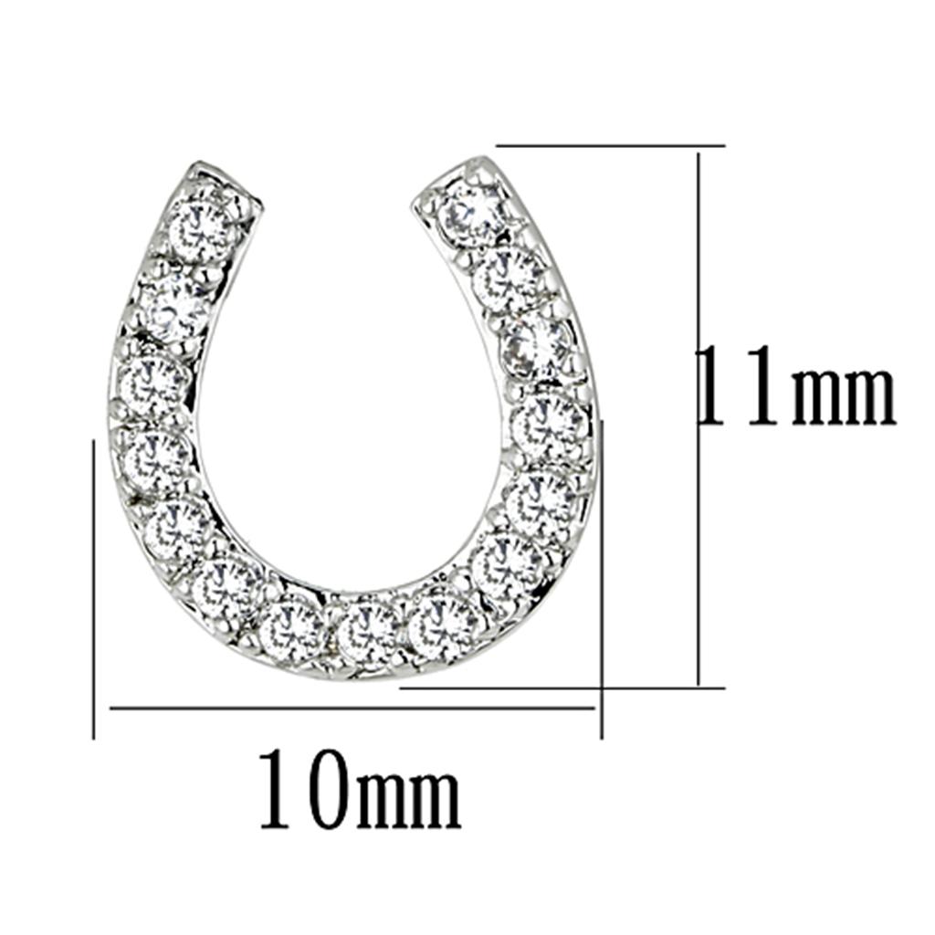 Rhodium Brass Earrings with AAA Grade CZ  in Clear