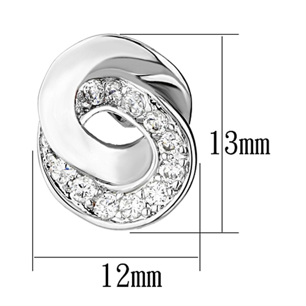 Rhodium Brass Earrings with AAA Grade CZ  in Clear