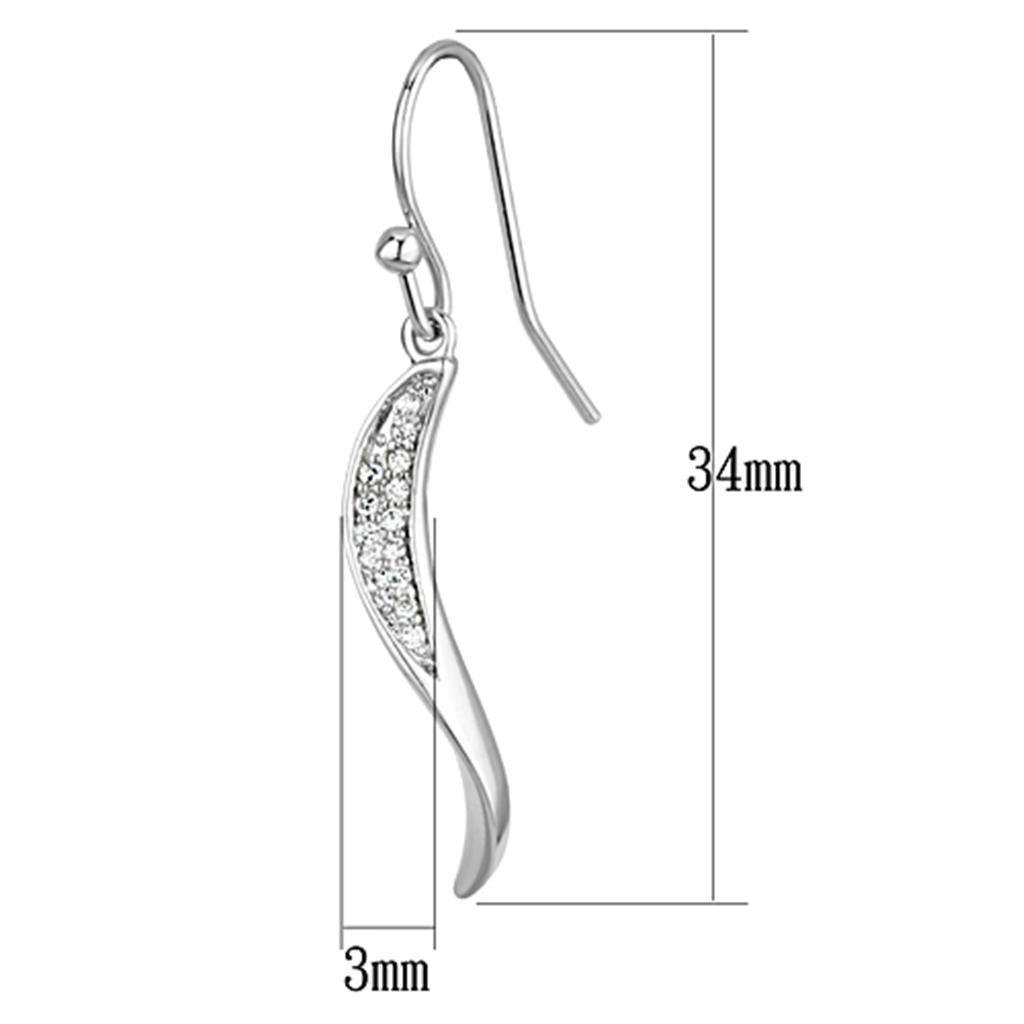 Rhodium Brass Earrings with AAA Grade CZ  in Clear