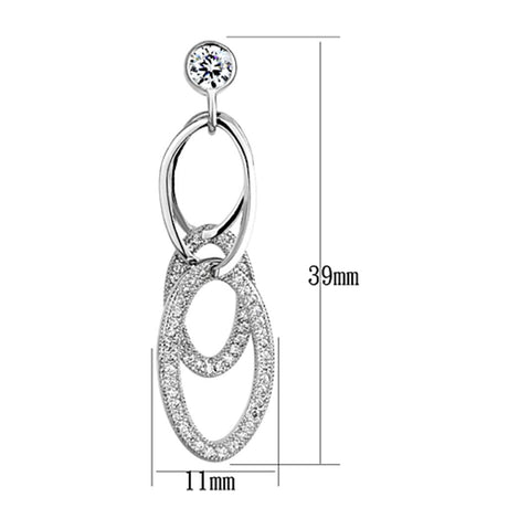 Rhodium Brass Earrings with AAA Grade CZ  in Clear