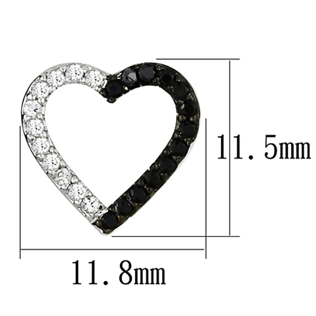 Rhodium + Ruthenium Brass Earrings with AAA Grade CZ  in Jet
