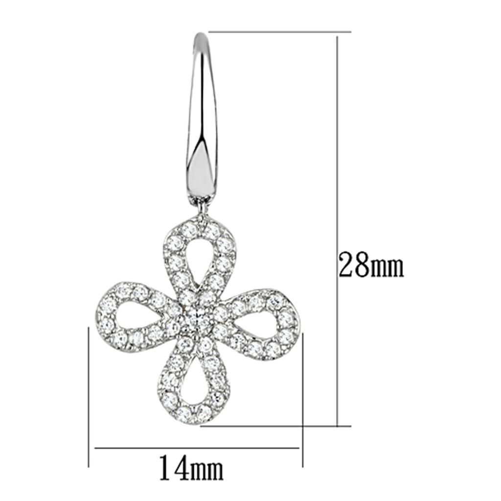 Rhodium Brass Earrings with AAA Grade CZ  in Clear