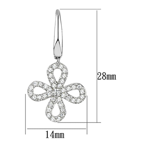 Rhodium Brass Earrings with AAA Grade CZ  in Clear