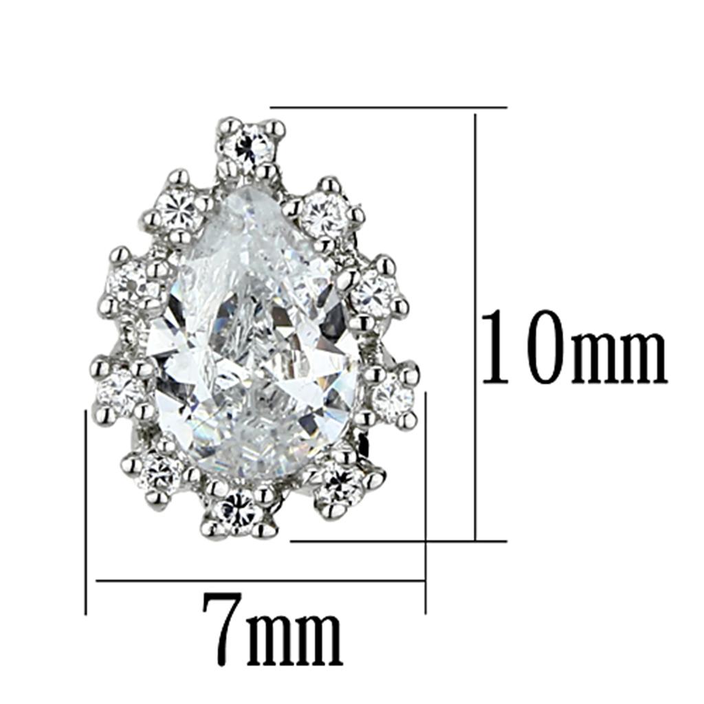 Rhodium Brass Earrings with AAA Grade CZ  in Clear