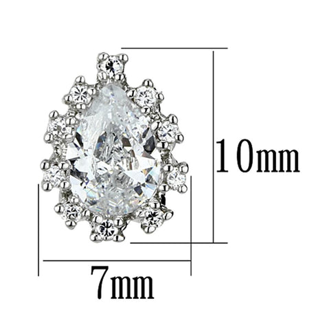 Rhodium Brass Earrings with AAA Grade CZ  in Clear