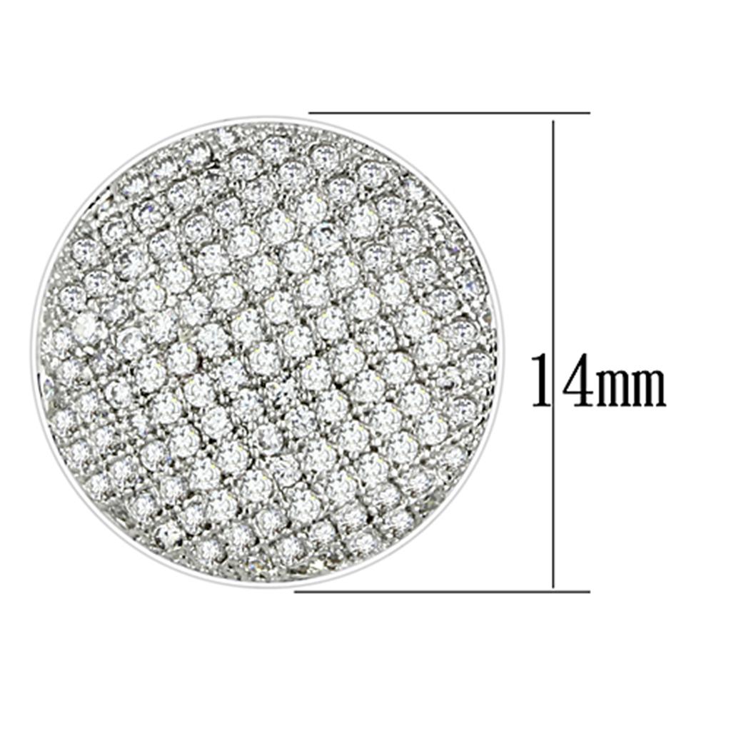 Rhodium Brass Earrings with AAA Grade CZ  in Clear