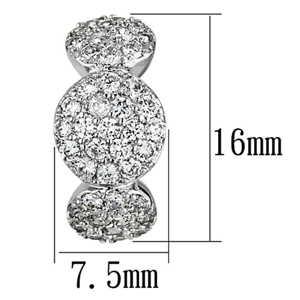 Rhodium Brass Earrings with AAA Grade CZ  in Clear