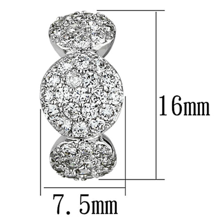 Rhodium Brass Earrings with AAA Grade CZ  in Clear
