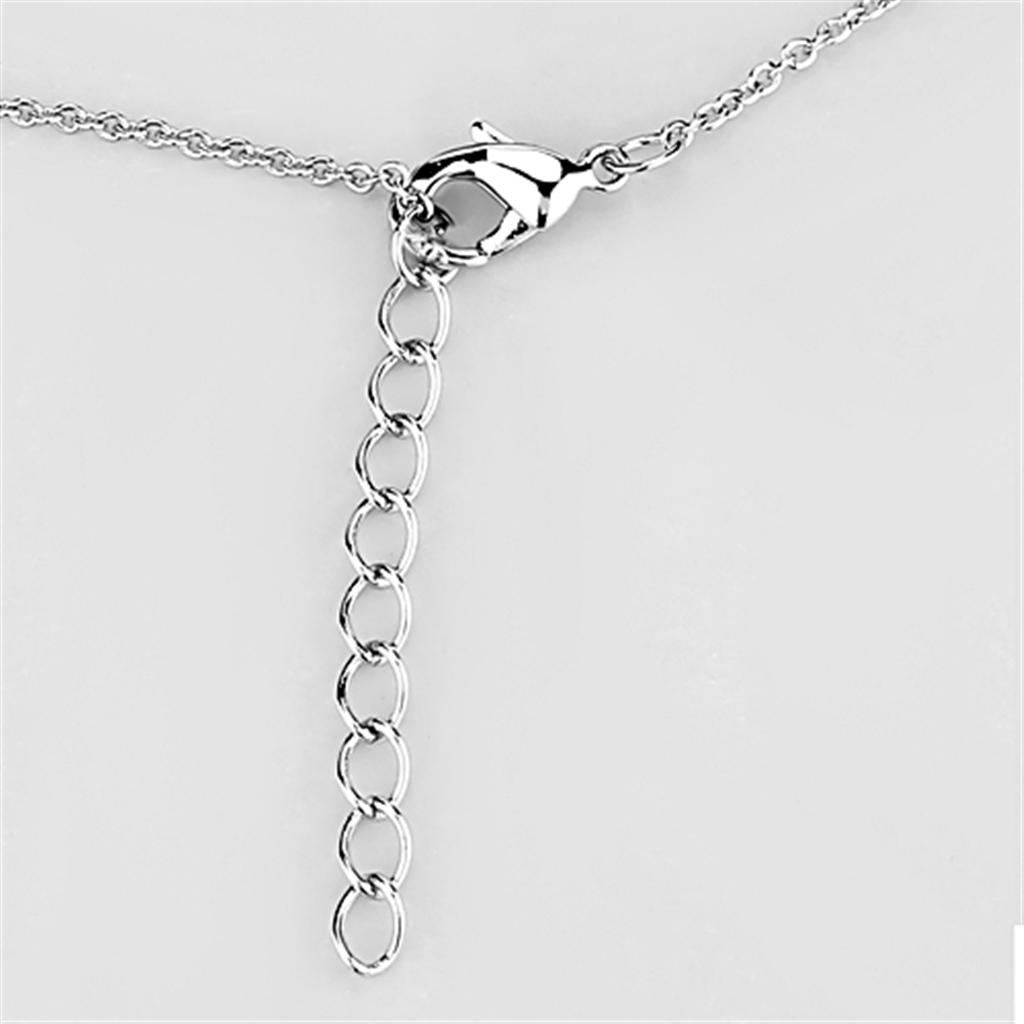 Rhodium Brass Necklace with AAA Grade CZ  in Clear