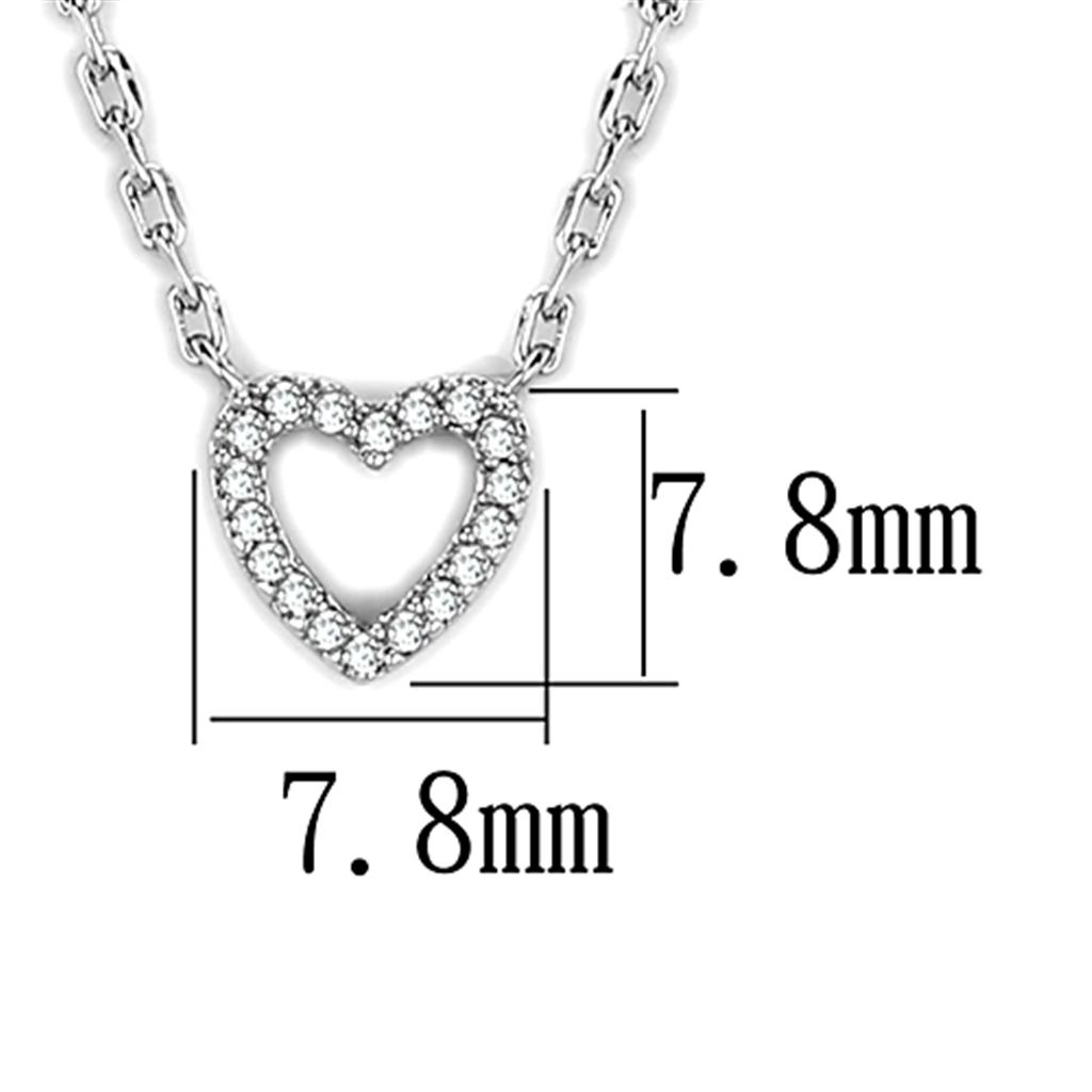 Rhodium Brass Necklace with AAA Grade CZ  in Clear