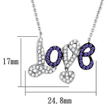 Rhodium + Ruthenium Brass Necklace with AAA Grade CZ  in Amethyst