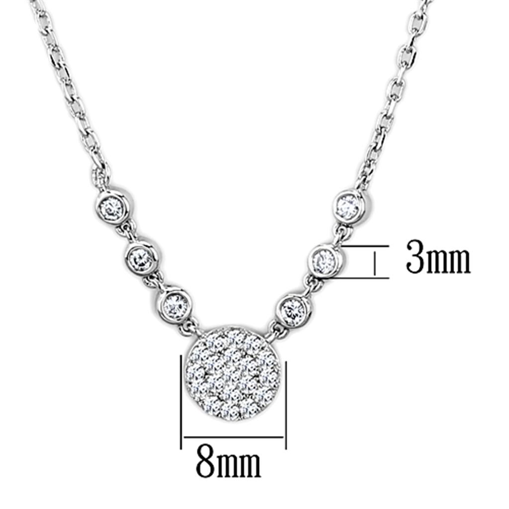 Rhodium Brass Necklace with AAA Grade CZ  in Clear