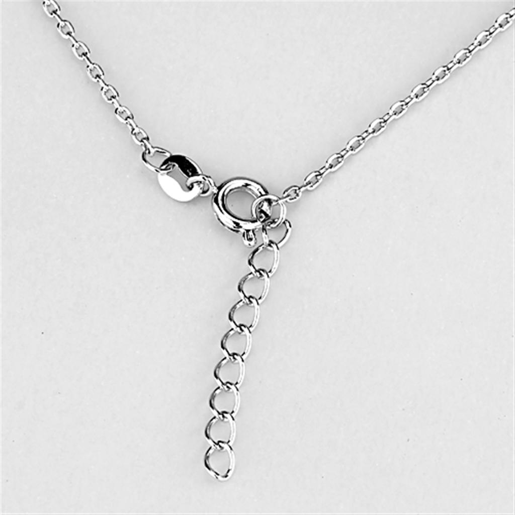Rhodium Brass Necklace with AAA Grade CZ  in Clear