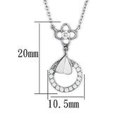 Rhodium Brass Necklace with AAA Grade CZ  in Clear