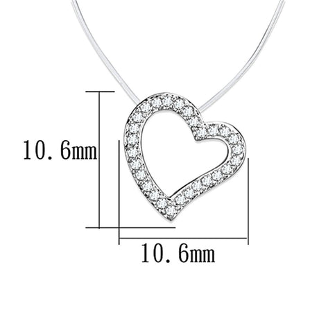 Rhodium Brass Necklace with AAA Grade CZ  in Clear