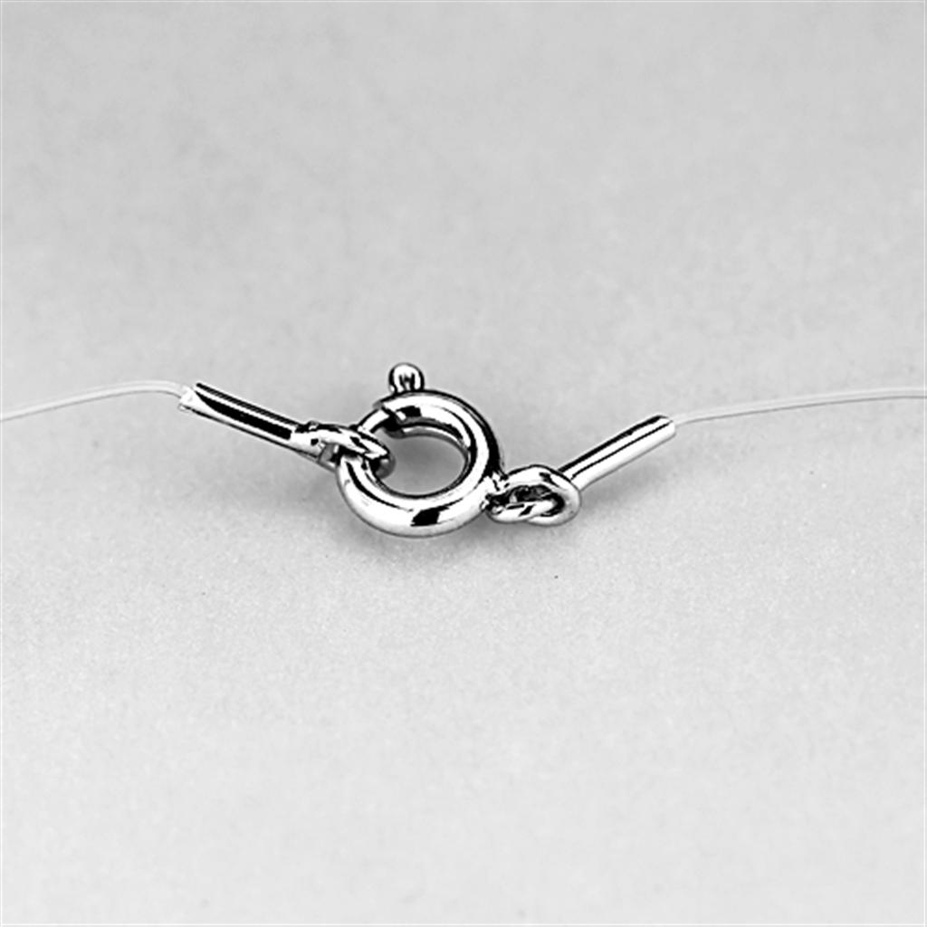 Rhodium Brass Necklace with AAA Grade CZ  in Clear