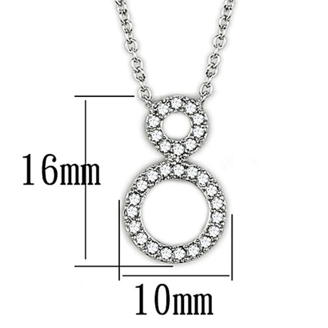 Rhodium Brass Necklace with AAA Grade CZ  in Clear