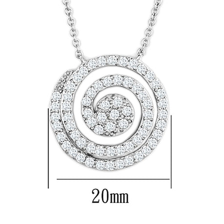 Rhodium Brass Necklace with AAA Grade CZ  in Clear