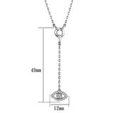 Rhodium Brass Necklace with AAA Grade CZ  in Clear
