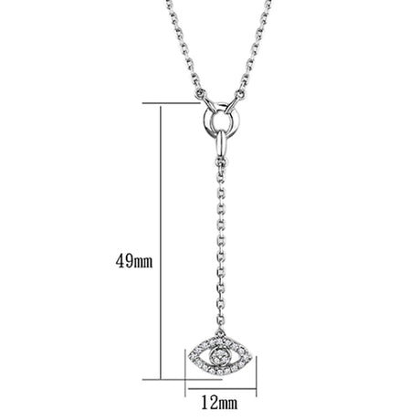 Rhodium Brass Necklace with AAA Grade CZ  in Clear