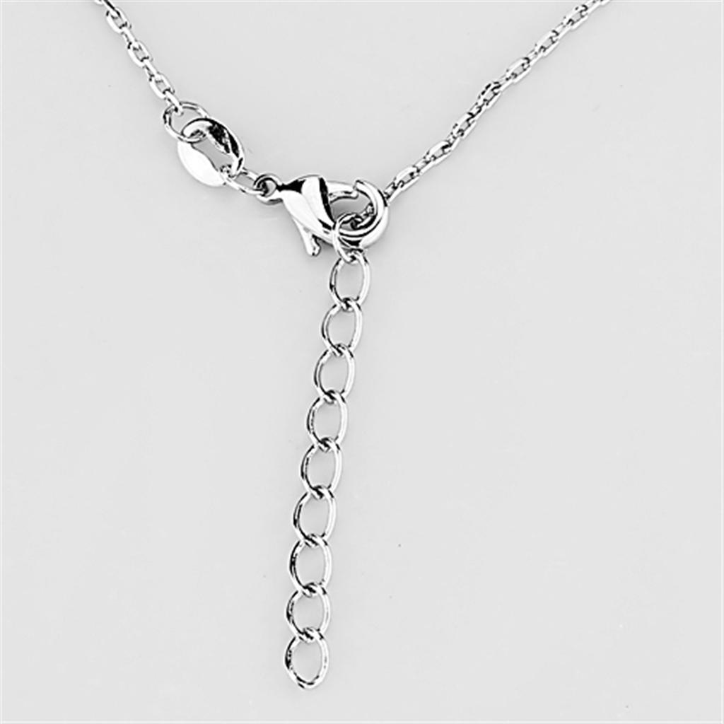 Rhodium Brass Necklace with AAA Grade CZ  in Clear