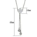 Rhodium Brass Necklace with AAA Grade CZ  in Clear