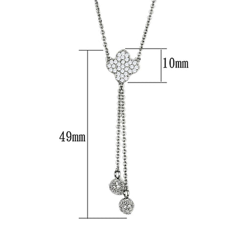 Rhodium Brass Necklace with AAA Grade CZ  in Clear