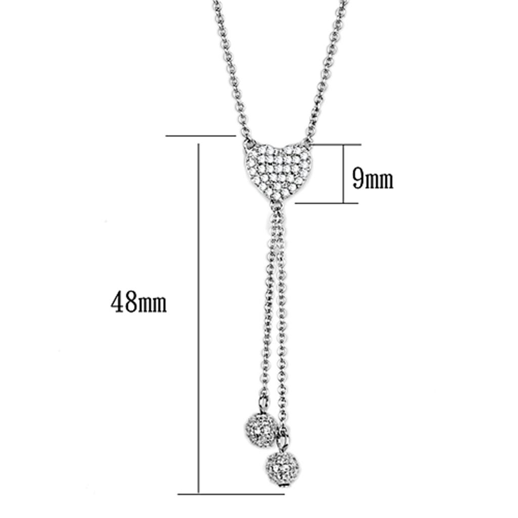 Rhodium Brass Necklace with AAA Grade CZ  in Clear