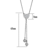 Rhodium Brass Necklace with AAA Grade CZ  in Clear