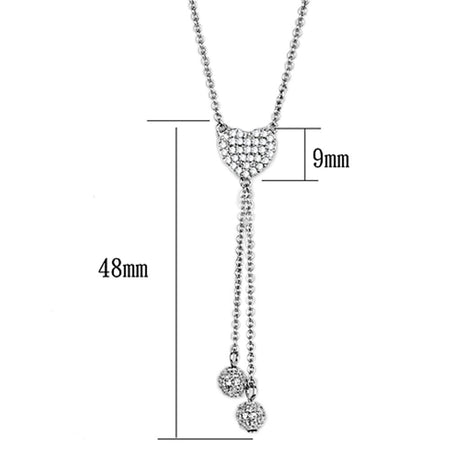 Rhodium Brass Necklace with AAA Grade CZ  in Clear
