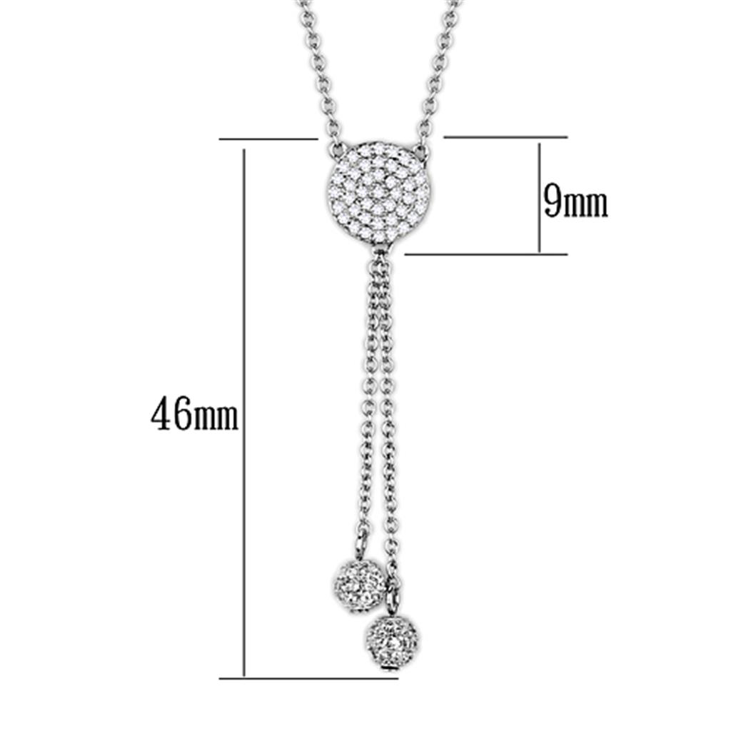 Rhodium Brass Necklace with AAA Grade CZ  in Clear