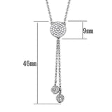 Rhodium Brass Necklace with AAA Grade CZ  in Clear