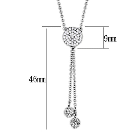 Rhodium Brass Necklace with AAA Grade CZ  in Clear