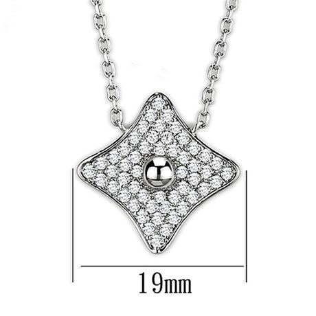 Rhodium Brass Necklace with AAA Grade CZ  in Clear