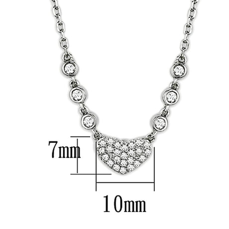Rhodium Brass Necklace with AAA Grade CZ  in Clear