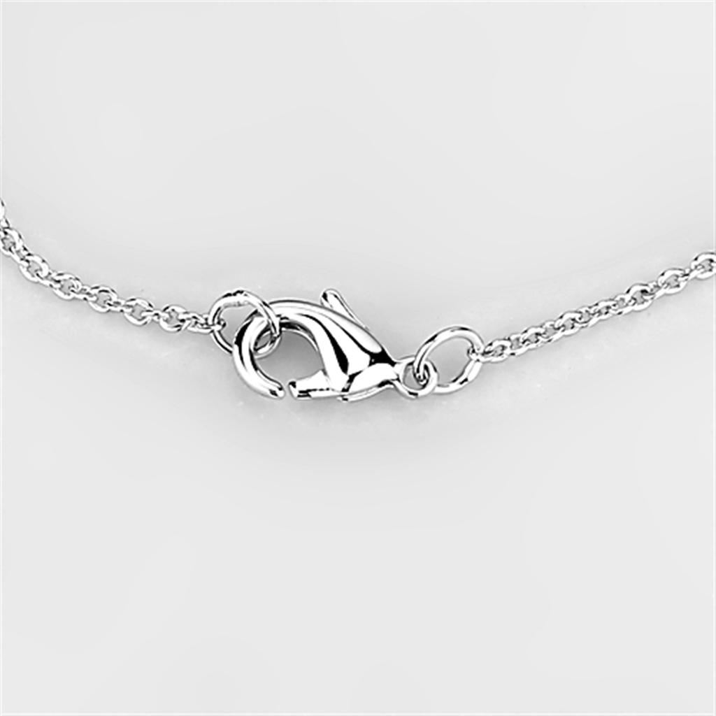 Rhodium Brass Necklace with AAA Grade CZ  in Clear