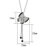 Rhodium + Ruthenium Brass Necklace with AAA Grade CZ  in Black Diamond