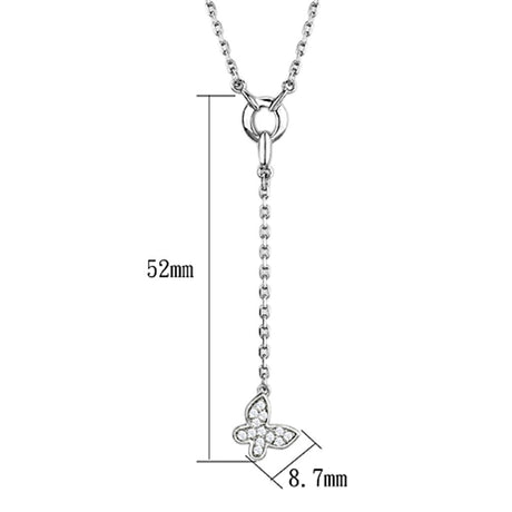 Rhodium Brass Necklace with AAA Grade CZ  in Clear