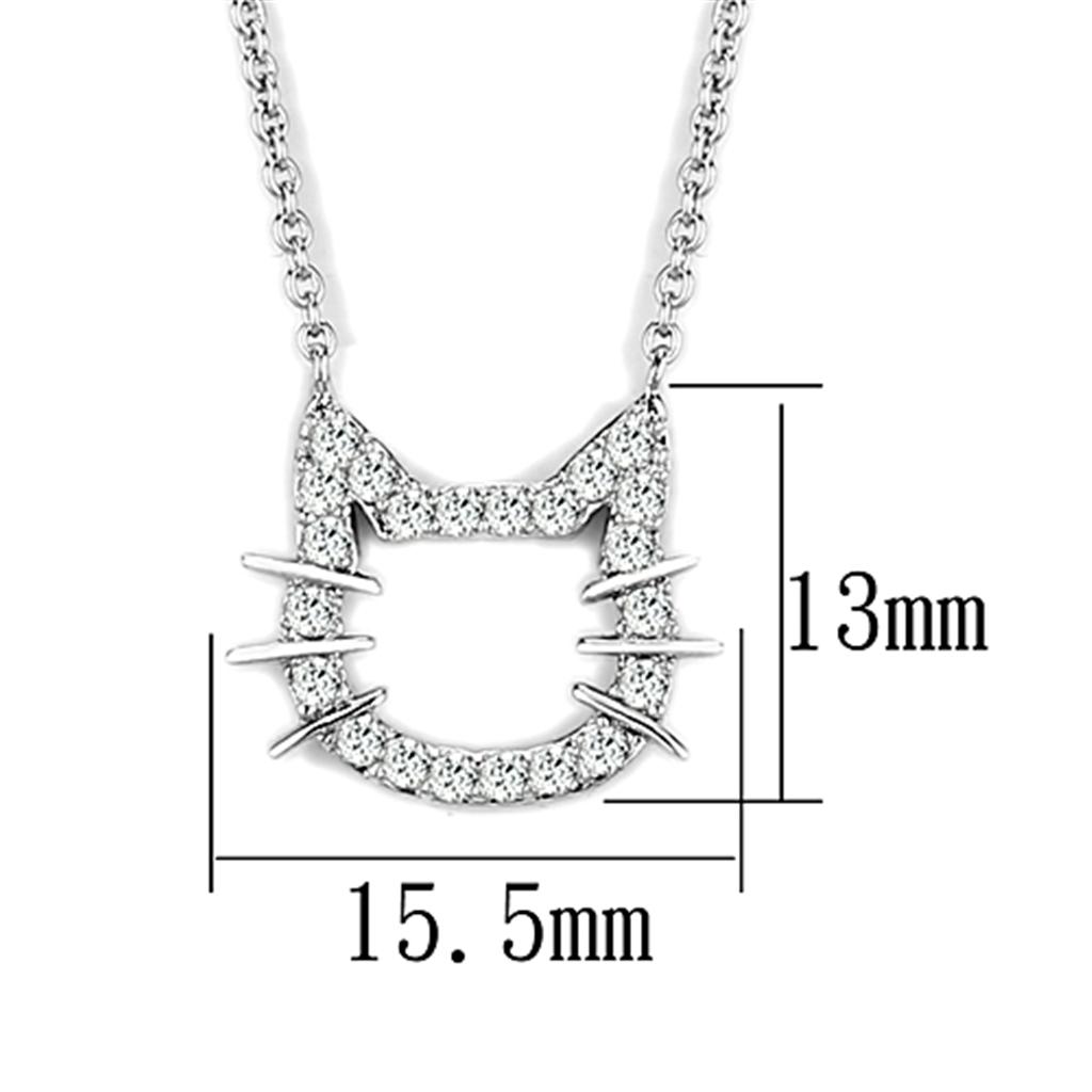 Rhodium Brass Necklace with AAA Grade CZ  in Clear